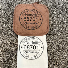 Load image into Gallery viewer, Norfolk Nebraska towel set with black hot pad
