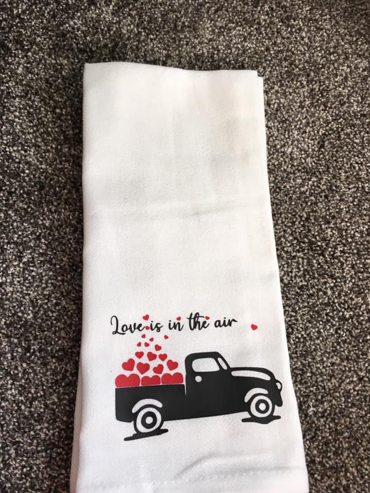 Love is in the air Valentine pickup towel