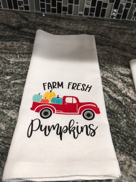 Farm Fresh Pumpkins Red Pickup towel