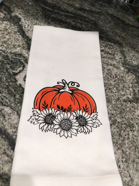 Pumpkin and Sunflowers towel