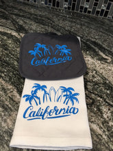 Load image into Gallery viewer, California Surf towel and hot pad
