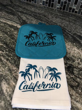 Load image into Gallery viewer, California Surf towel and hot pad
