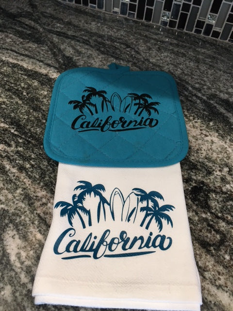 California Surf towel and hot pad