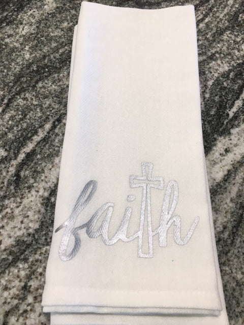 Faith towel Silver or Navy Blue