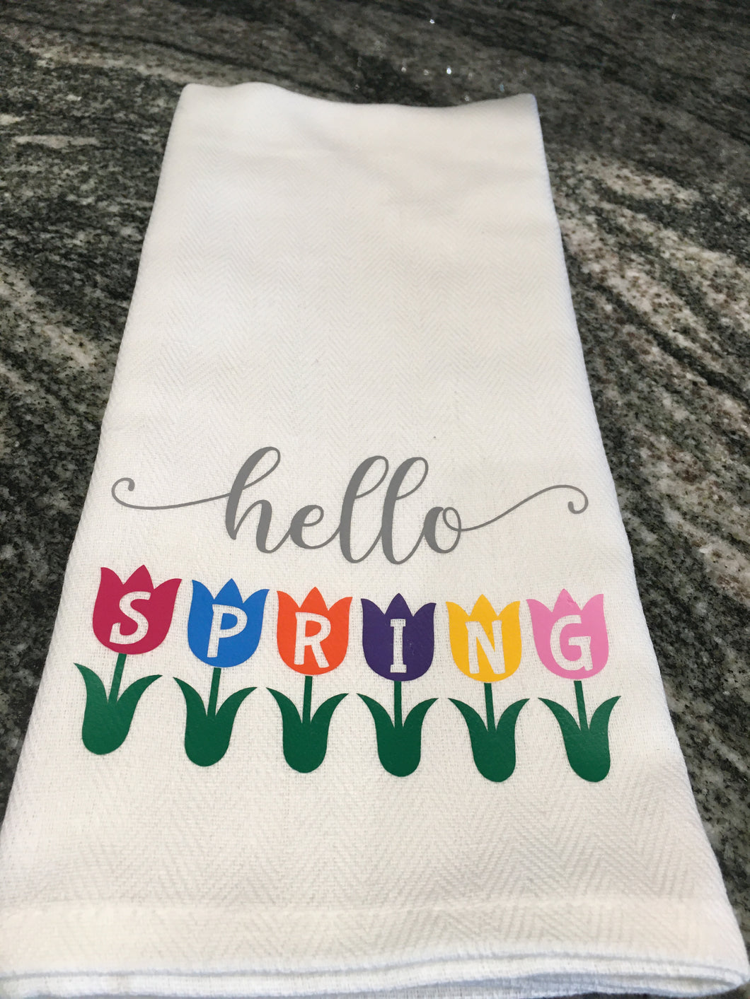 Hello Spring Tulip towel